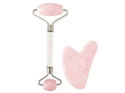 Skin Gym Rose Quartz Facial Roller & Gua Sha Workout Set