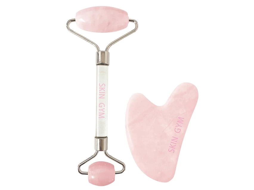 Skin Gym Rose Quartz Facial Roller & Gua Sha Workout Set 3 Skin Gym Rose Quartz Facial Roller & Gua Sha Workout Set
