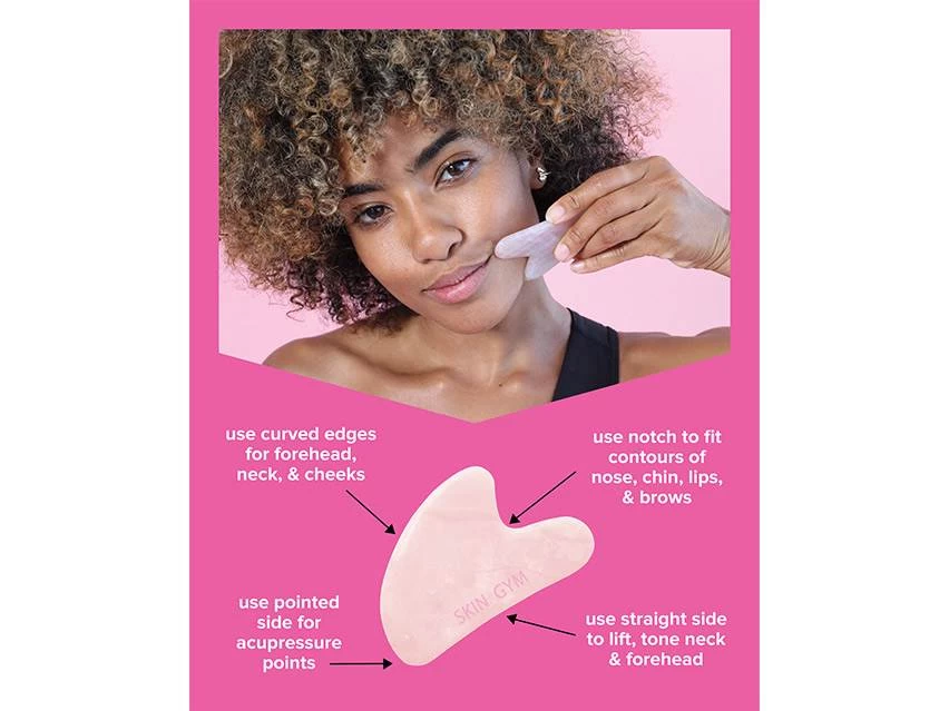 Skin Gym Rose Quartz Sculpty Heart Gua Sha 4 Skin Gym Rose Quartz Sculpty Heart Gua Sha - Image 2